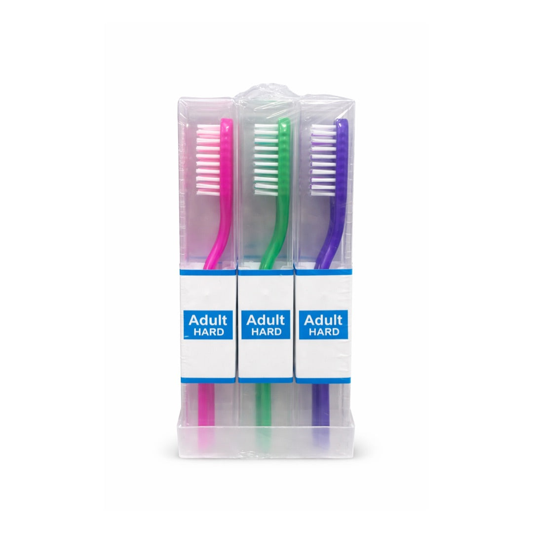 CARIBBEAN ADULT HARD TOOTHBRUSH 12CT