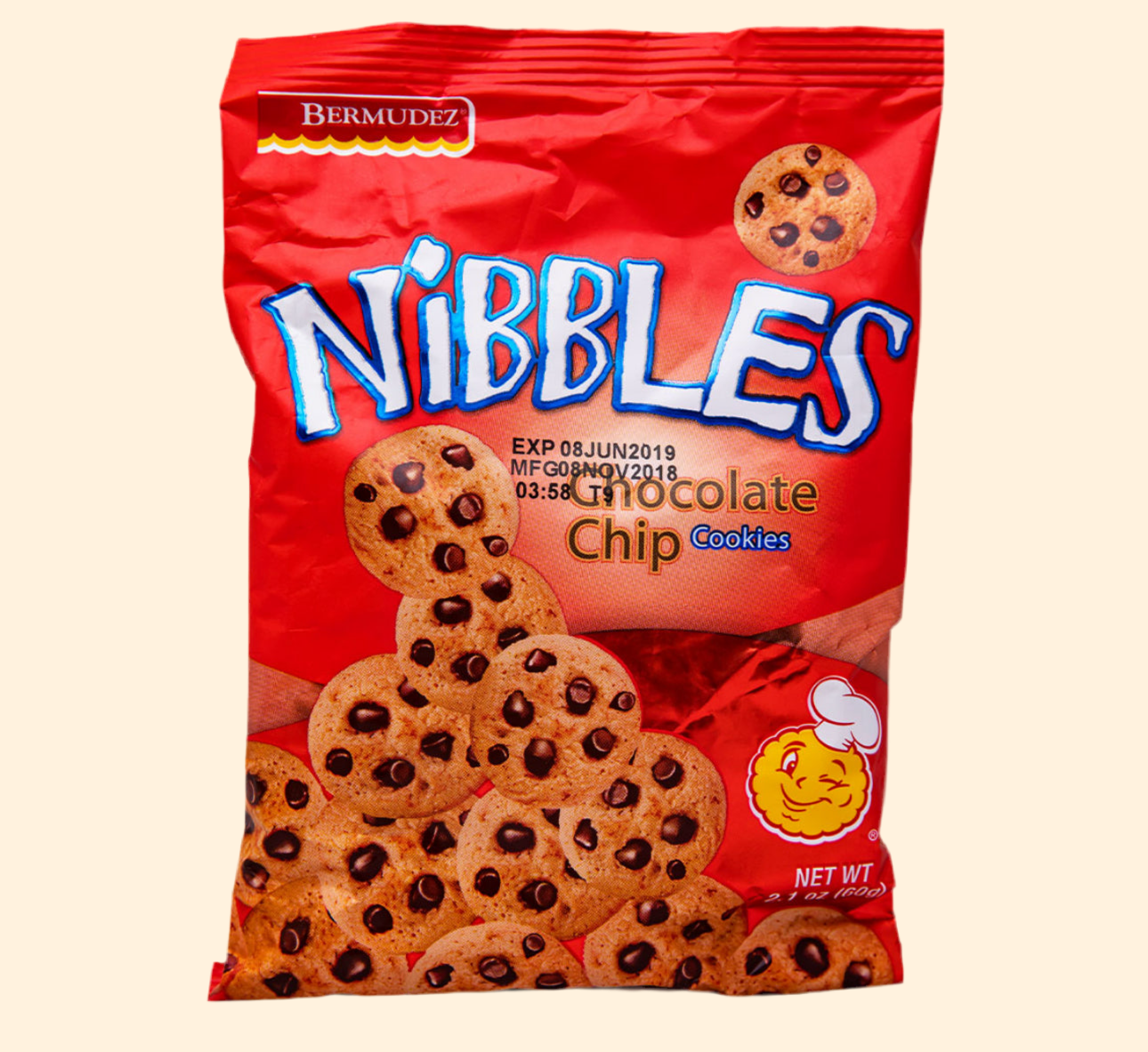 Bermudez Nibbles Chocolate Chip Cookies 60g