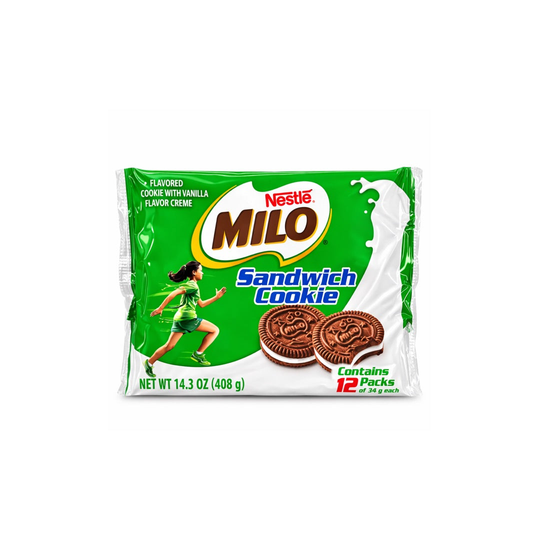 NESTLE MILO SANDWICH COOKIE 12 PACKS 14.3OZ