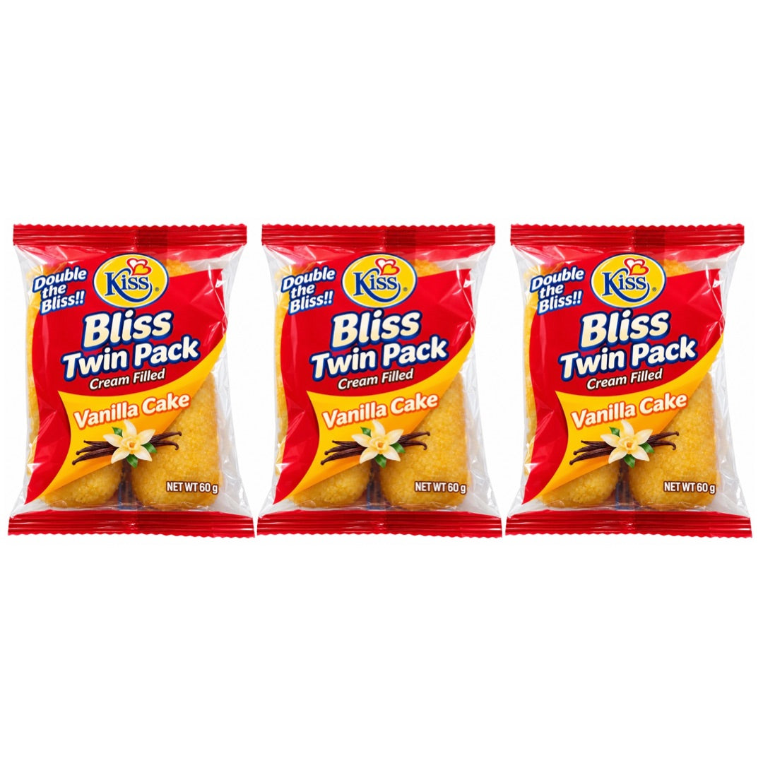 KISS BLISS TWIN PACK VANILLA CAKE 60G (PACK OF 3)