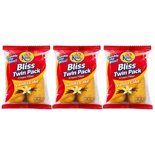 KISS BLISS TWIN PACK VANILLA CAKE 60G (PACK OF 3)